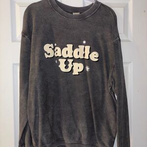 Gray 'Saddle Up' Sweatshirt
